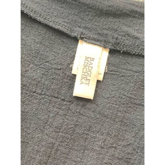 BADGLEY MISCHKA BLACK BEADED V NECK COTTON TUNIC SHIRT TOP BLOUSE vintage - Picture 4 of 8